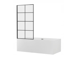 Vanová zástěna MEXEN ALEX s mřížkou - pevná - 70x140 cm - černá - čiré sklo, 893-070-000-70-77