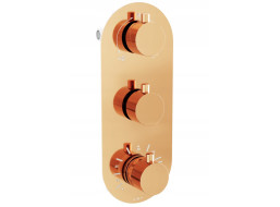 Podomítková termostatická baterie MEXEN KAI vysoká - rose gold - 3 výstupy, 77603-60