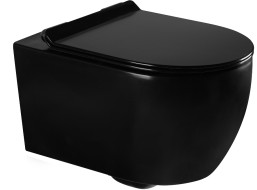 Závěsné WC CARMEN RIMLESS - černé matné + Duroplast sedátko slim