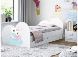 Dětská postel ZAMILOVANÍ MEDVÍDCI 180x90 cm, se šuplíkem (11 barev) + matrace ZDARMA