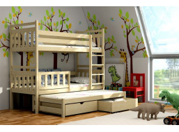Dětská patrová postel s výsuvnou přistýlkou z MASIVU bez šuplíku - PV004