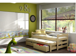 Dětská postel s výsuvnou přistýlkou z MASIVU bez šuplíku - DPV001