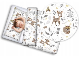 Dětské bavlněné povlečení do postýlky 120x90 cm BABYMAM PREMIUM - Srneček a přátelé