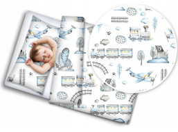 Dětské bavlněné povlečení do postýlky 135x100 cm BABYMAM PREMIUM - Dopravní prostředky