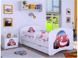 Dětská postel se šuplíkem 180x90cm AUTÍČKO - bílá