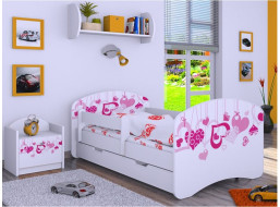Dětská postel se šuplíkem 160x80cm FALL IN LOVE - bílá
