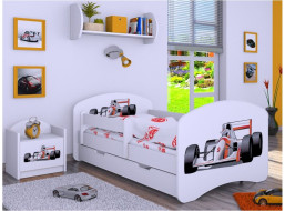 Dětská postel se šuplíkem 180x90cm FORMULE F1 - bílá