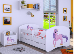 Dětská postel se šuplíkem 180x90cm JEDNOROŽEC - bílá