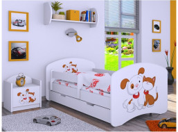 Dětská postel se šuplíkem 160x80cm PEJSEK A KOČIČKA - bílá