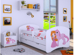 Dětská postel se šuplíkem 160x80cm PRINCEZNA A JEDNOROŽEC - bílá