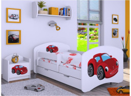 Dětská postel se šuplíkem 160x80cm RED CAR - bílá