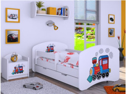 Dětská postel se šuplíkem 160x80cm SUPER LOKOMOTIVA - bílá