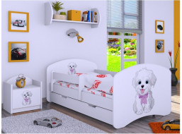 Dětská postel se šuplíkem 180x90cm VESELÝ PEJSEK - bílá