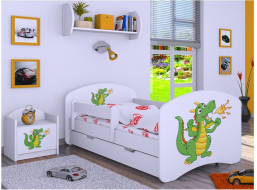 Dětská postel se šuplíkem 160x80cm ZELENÝ DRAK - bílá