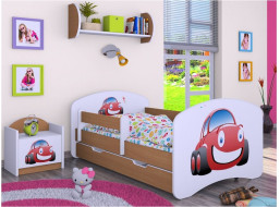 Dětská postel se šuplíkem 160x80cm AUTÍČKO - buk