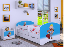 Dětská postel se šuplíkem 180x90cm BOŘEK STAVITEL - bílá