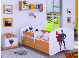 Dětská postel se šuplíkem 180x90cm SUPERMAN - oranžová