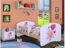 Dětská postel bez šuplíku 160x80cm MEDVÍDEK S BALONKY - světlá hruška