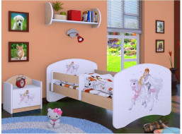 Dětská postel bez šuplíku 160x80cm PRINC NA BÍLÉM KONI - světlá hruška