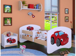 Dětská postel bez šuplíku 180x90cm RED CAR - světlá hruška
