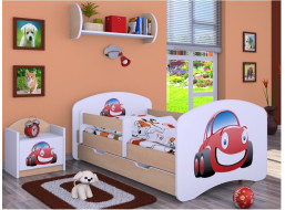 Dětská postel se šuplíkem 180x90cm AUTÍČKO - světlá hruška