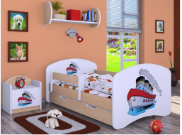 Dětská postel se šuplíkem 160x80cm LODIČKA - světlá hruška