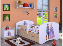 Dětská postel se šuplíkem 180x90cm PRINC A PRINCEZNA - světlá hruška