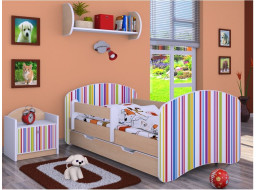 Dětská postel se šuplíkem 180x90cm PROUŽKY - světlá hruška