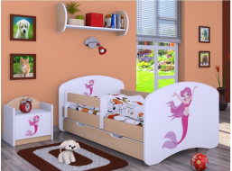 Dětská postel se šuplíkem 180x90cm MALÁ MOŘSKÁ VÍLA - světlá hruška