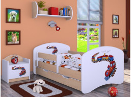 Dětská postel se šuplíkem 180x90cm MAŠINKA - světlá hruška