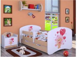 Dětská postel se šuplíkem 160x80cm MEDVÍDEK S BALONKY - světlá hruška