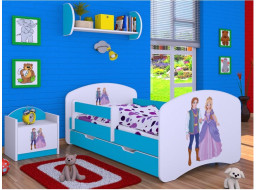 Dětská postel se šuplíkem 160x80cm PRINC A PRINCEZNA - modrá