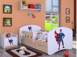 Dětská postel se šuplíkem 160x80cm SUPERMAN - světlá hruška