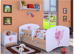 Dětská postel se šuplíkem 180x90cm VÍLA A SRDÍČKO - světlá hruška