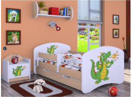 Dětská postel se šuplíkem 160x80cm ZELENÝ DRAK - světlá hruška
