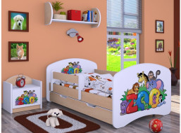 Dětská postel se šuplíkem 180x90cm ZOO - světlá hruška