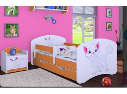 Dětská postel se šuplíkem 180x90cm KOČIČKA - oranžová