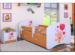 Dětská postel se šuplíkem 180x90cm MEDVÍDEK S BALONKY - oranžová