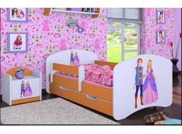 Dětská postel se šuplíkem 180x90cm PRINC A PRINCEZNA - oranžová