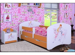 Dětská postel se šuplíkem 180x90cm PRINC NA BÍLÉM KONI - oranžová