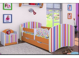 Dětská postel se šuplíkem 160x80cm PROUŽKY - oranžová