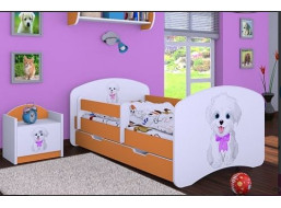 Dětská postel se šuplíkem 180x90cm VESELÝ PEJSEK - oranžová