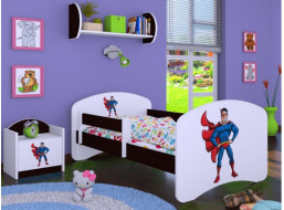 Dětská postel bez šuplíku 160x80cm SUPERMAN - kaštan wenge