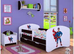 Dětská postel se šuplíkem 160x80cm SUPERMAN - kaštan wenge