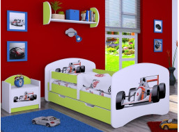 Dětská postel se šuplíkem 180x90cm FORMULE F1 - zelená