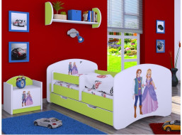 Dětská postel se šuplíkem 180x90cm PRINC A PRINCEZNA - zelená