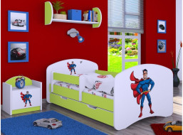 Dětská postel se šuplíkem 160x80cm SUPERMAN - zelená