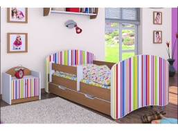 Dětská postel se šuplíkem 160x80cm PROUŽKY - buk