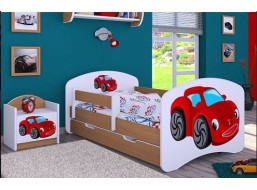 Dětská postel se šuplíkem 160x80cm RED CAR - buk