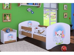 Dětská postel bez šuplíku 180x90cm KOČIČKA S KYTIČKOU - buk